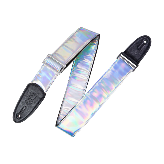 Levy's Iridescent Series 2" Wide Vinyl Guitar Strap, Silver