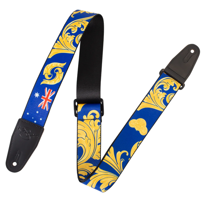 Levy's Nita Strauss Artist Signature Series 2" Wide Polyester Guitar Straps, Blue & Gold Baroque