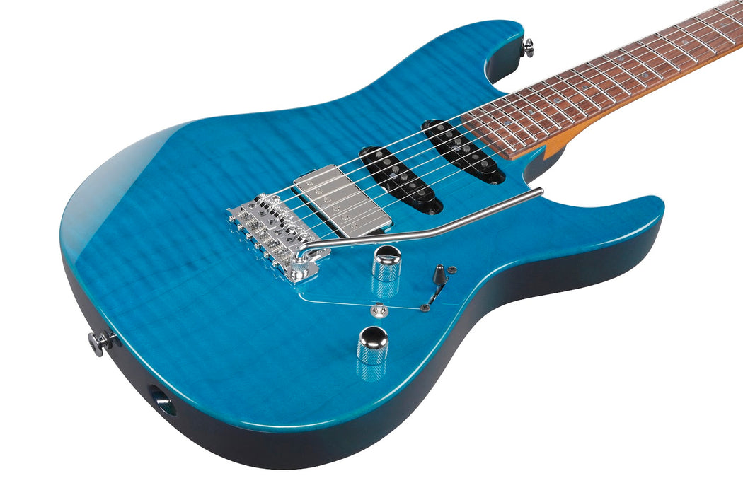 Ibanez MMN1TAB - Martin Miller Signature 6-String Electric Guitar w/Case - Transparent Aqua Blue