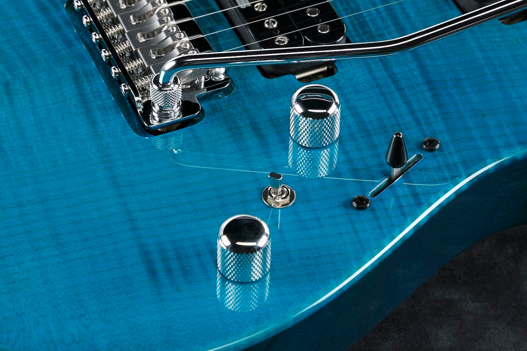 Ibanez MM1TAB - Martin Miller Signature 6-String Electric Guitar w/Case - Transparent Aqua Blue