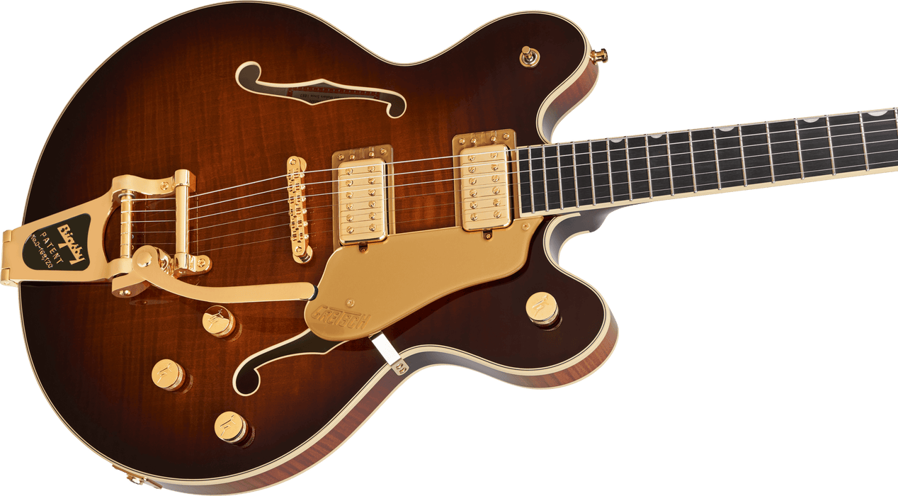 Gretsch Broadkaster LX Figured Center Block w/ String-Thru Bigsby and Gold Hardware, Ebony Fingerboard, Havana Burst
