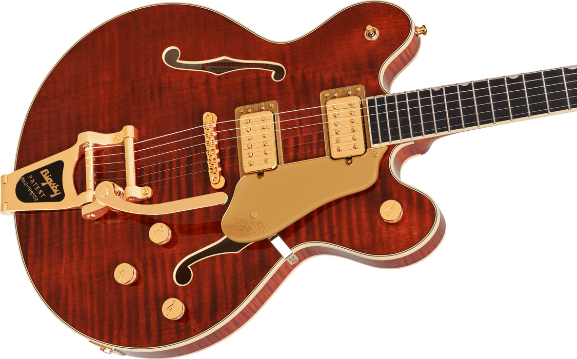 Gretsch Broadkaster LX Figured Center Block w/ String-Thru Bigsby and Gold Hardware, Ebony Fingerboard, Bourbon Stain