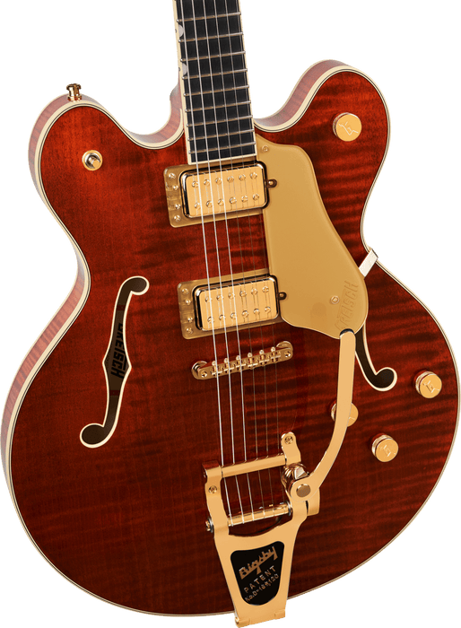 Gretsch Broadkaster LX Figured Center Block w/ String-Thru Bigsby and Gold Hardware, Ebony Fingerboard, Bourbon Stain