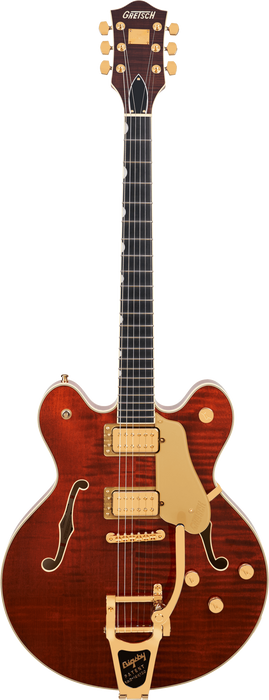 Gretsch Broadkaster LX Figured Center Block w/ String-Thru Bigsby and Gold Hardware, Ebony Fingerboard, Bourbon Stain