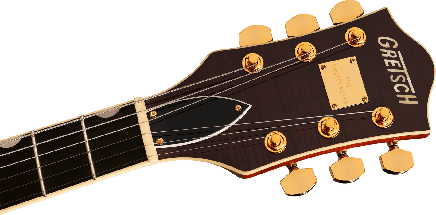 Gretsch Broadkaster LX Figured Center Block w/ String-Thru Bigsby and Gold Hardware, Ebony Fingerboard, Bourbon Stain