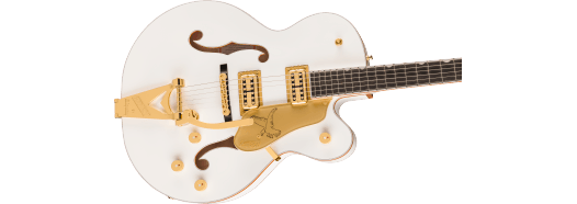 Gretsch Falcon Hollow Body w/ String-Thru Bigsby and Gold Hardware, Ebony Fingerboard, White