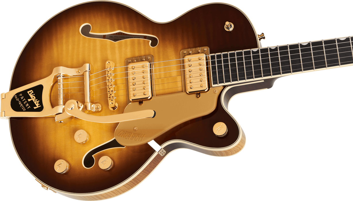 Gretsch Broadkaster Jr. LX Figured Center Block w/ String-Thru Bigsby and Gold Hardware, Ebony Fingerboard, Caramel Dawn