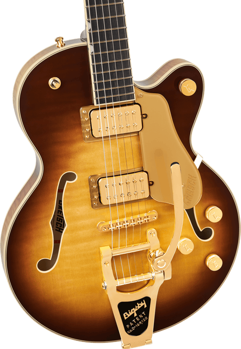Gretsch Broadkaster Jr. LX Figured Center Block w/ String-Thru Bigsby and Gold Hardware, Ebony Fingerboard, Caramel Dawn