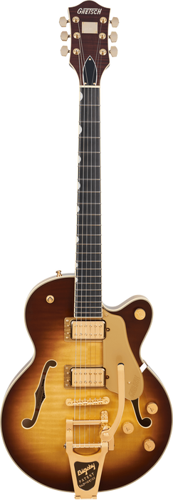 Gretsch Broadkaster Jr. LX Figured Center Block w/ String-Thru Bigsby and Gold Hardware, Ebony Fingerboard, Caramel Dawn