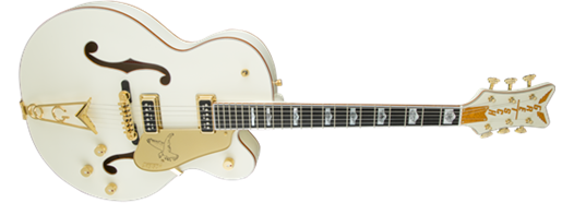 Gretsch G6136-55 Vintage Select Edition '55 Falcon Hollow Body w/ Cadillac Tailpiece, TV Jones, Solid Spruce Top, Vintage White, Lacquer