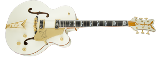 Gretsch G6136-55 Vintage Select Edition '55 Falcon Hollow Body w/ Cadillac Tailpiece, TV Jones, Solid Spruce Top, Vintage White, Lacquer
