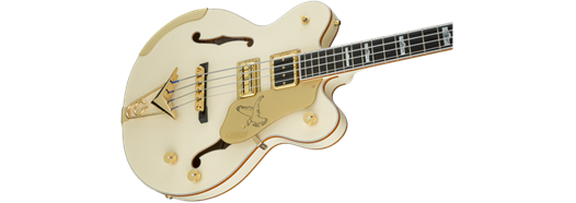 Gretsch G6136B-TP Tom Petersson Signature Falcon 4-String Bass w/ Cadillac Tailpiece, Rumble’Tron Pickup, Aged White Lacquer