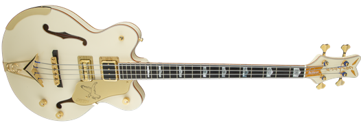 Gretsch G6136B-TP Tom Petersson Signature Falcon 4-String Bass w/ Cadillac Tailpiece, Rumble’Tron Pickup, Aged White Lacquer