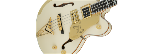 Gretsch G6136B-TP Tom Petersson Signature Falcon 4-String Bass w/ Cadillac Tailpiece, Rumble’Tron Pickup, Aged White Lacquer
