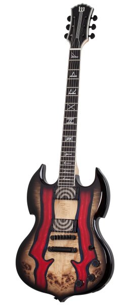 Wylde Audio Barbarian Special Edition Left-Handed Electric Guitar, Blood River Burl