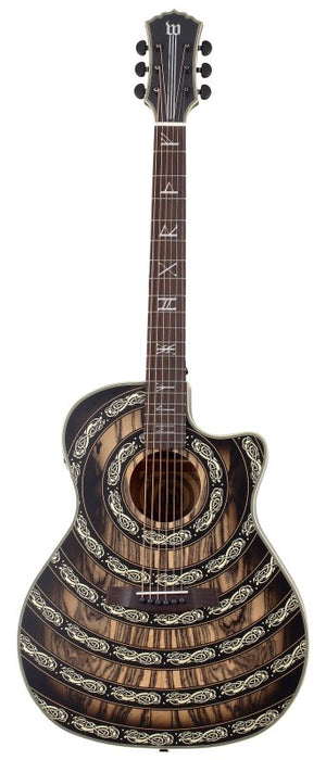 Wylde Audio Grand Auditorium Acoustic-Electric Guitar w/Pale Moon Ebony Top, Norse Dragon Bullseye
