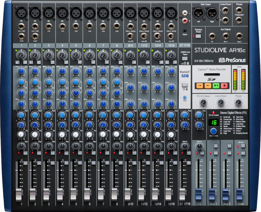 PreSonus StudioLive AR16c Analog Mixer - Blue