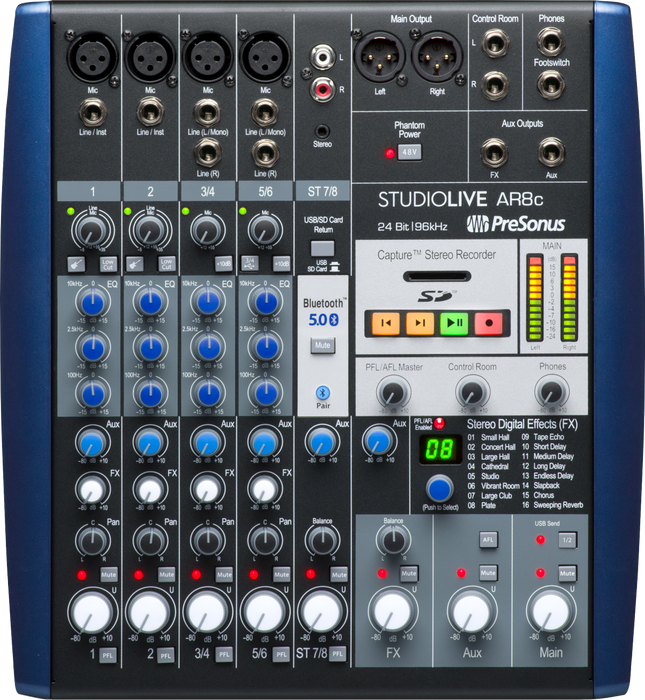 PreSonus StudioLive AR8c Analog Mixer - Blue