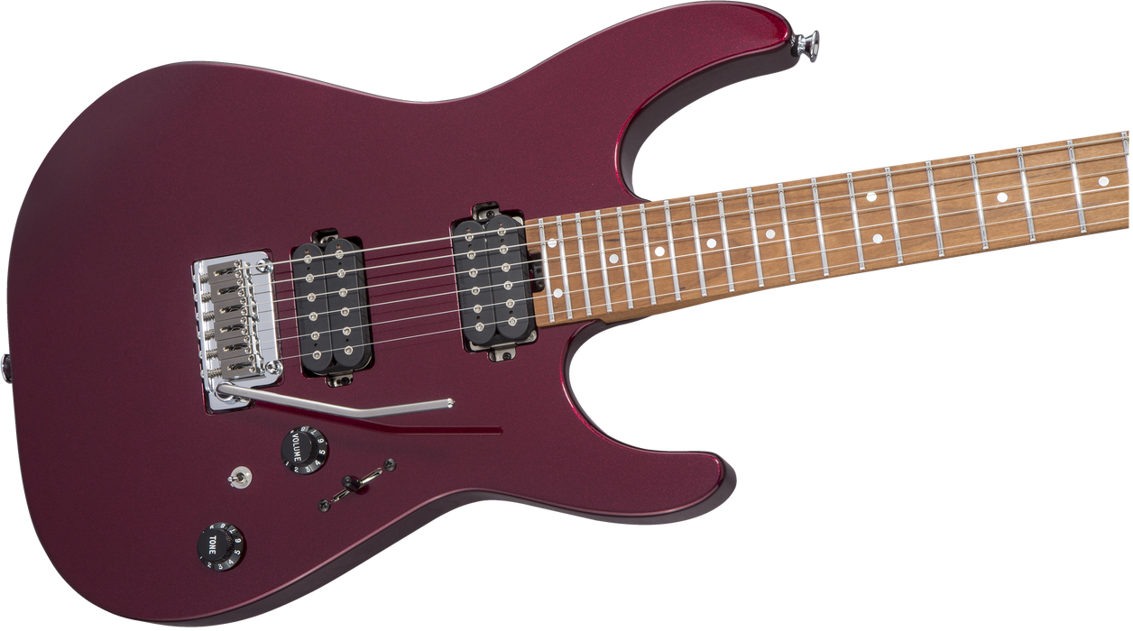 Charvel USA Select DK24 HH 2PT CM, Caramelized Flame Maple Fingerboard, Oxblood