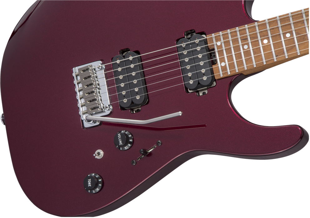 Charvel USA Select DK24 HH 2PT CM, Caramelized Flame Maple Fingerboard, Oxblood