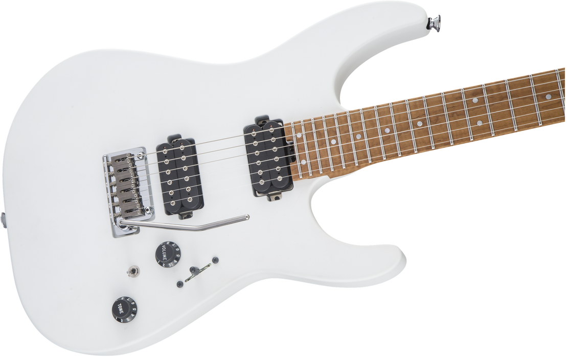 Charvel USA Select DK24 HH 2PT CM, Caramelized Flame Maple Fingerboard, Satin White