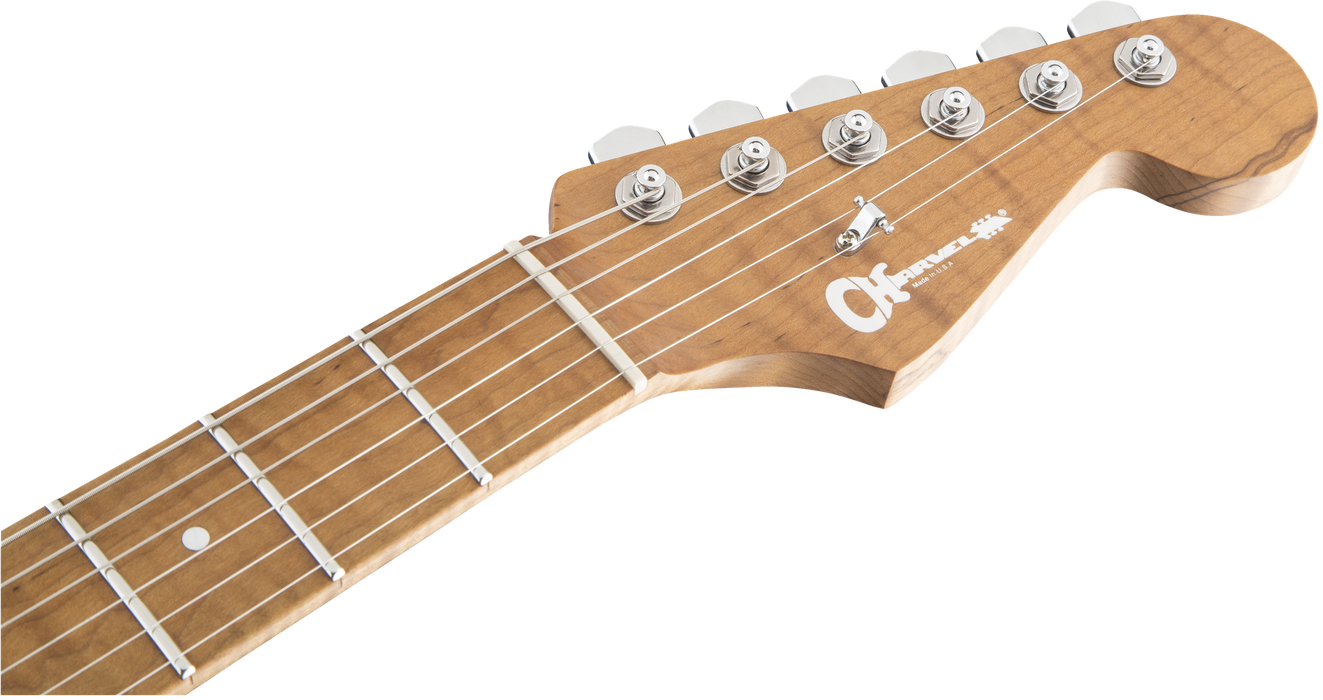 Charvel USA Select DK24 HH 2PT CM, Caramelized Flame Maple Fingerboard, Satin White