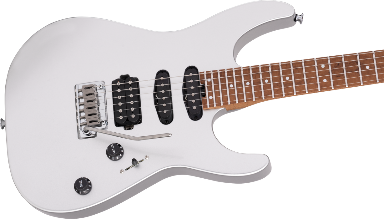 Charvel USA Select DK24 HSS 2PT CM, Caramelized Maple Fingerboard, Quicksilver