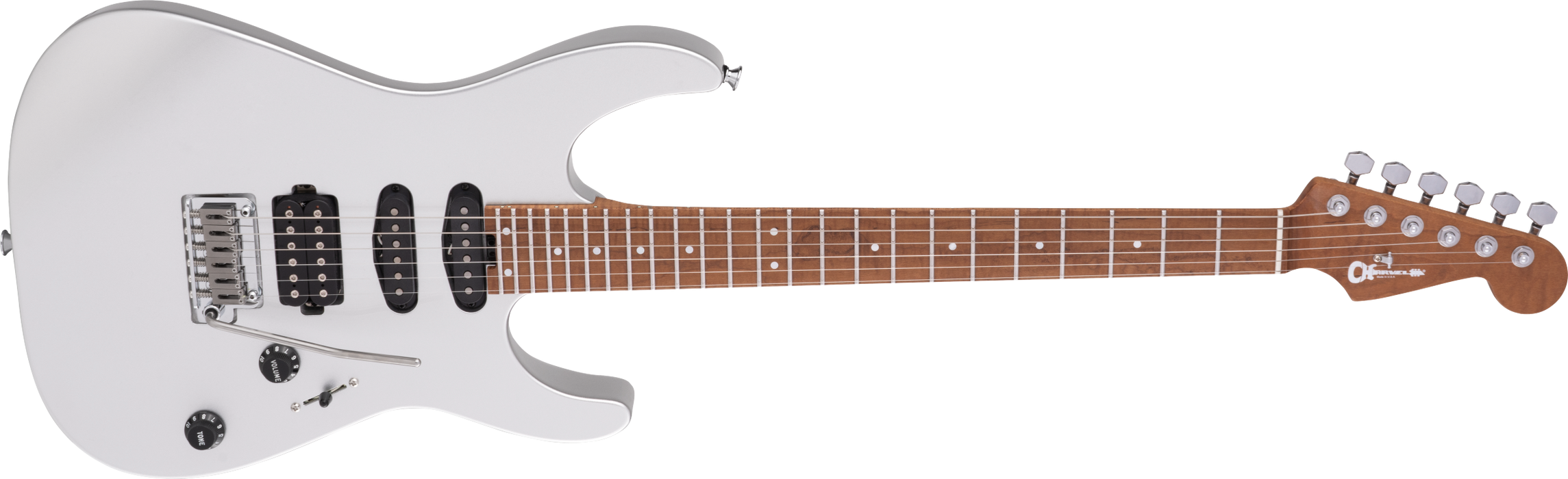 Charvel USA Select DK24 HSS 2PT CM, Caramelized Maple Fingerboard, Quicksilver