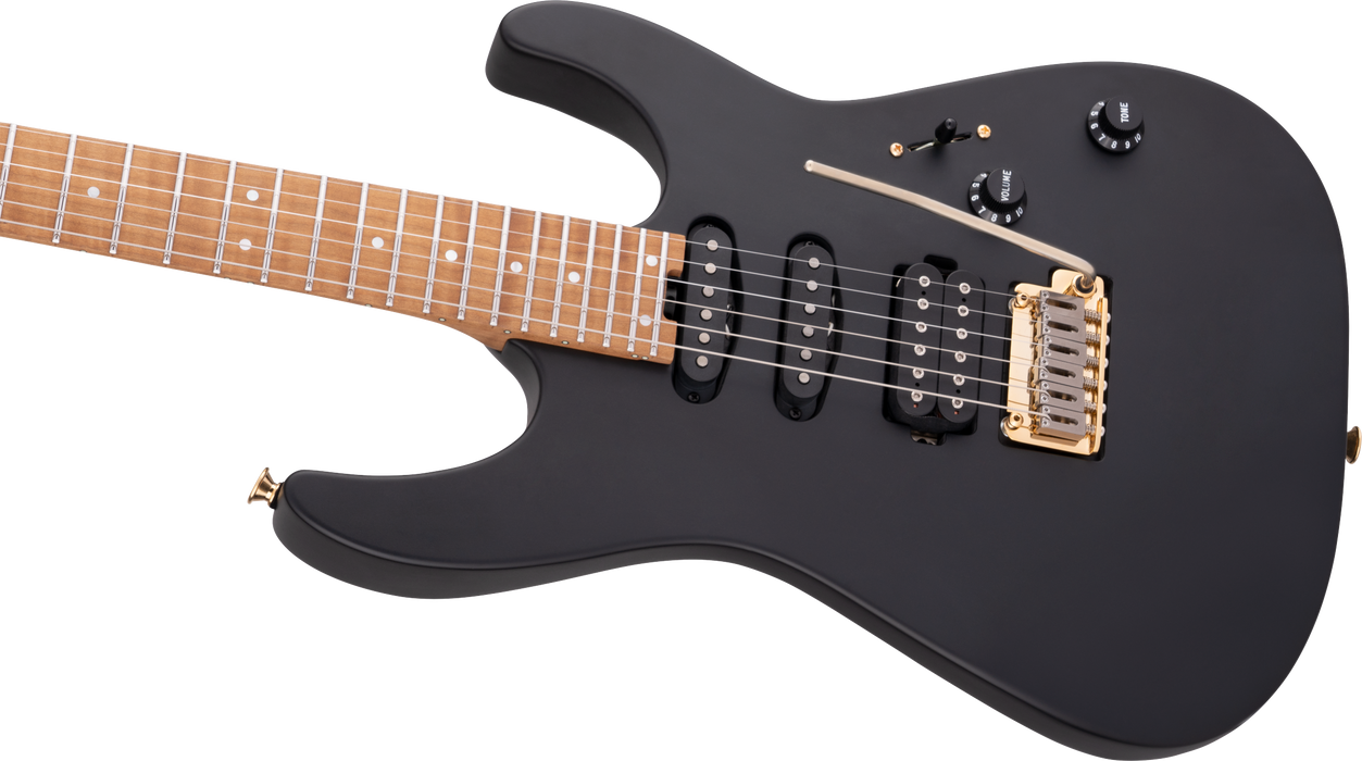 Charvel USA Select DK24 HSS 2PT CM, Caramelized Maple Fingerboard, Satin Black