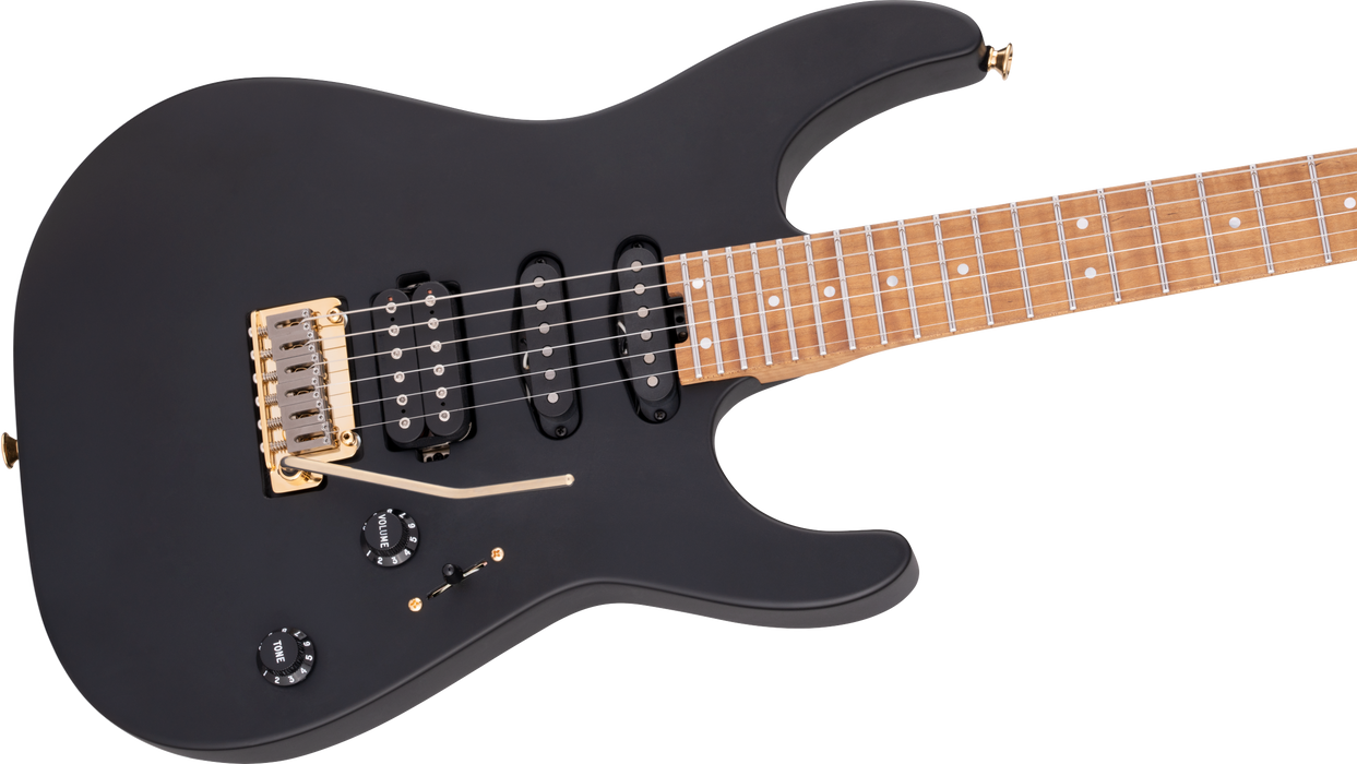 Charvel USA Select DK24 HSS 2PT CM, Caramelized Maple Fingerboard, Satin Black