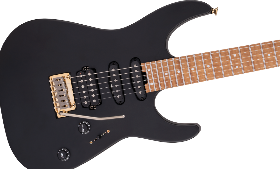 Charvel USA Select DK24 HSS 2PT CM, Caramelized Maple Fingerboard, Satin Black