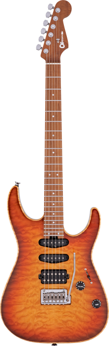 Charvel USA Select DK24 HSS 2PT CM QM, Caramelized Maple Fingerboard, Autumn Glow