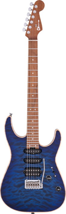 Charvel USA Select DK24 HSS 2PT CM QM, Caramelized Maple Fingerboard, Blue Burst