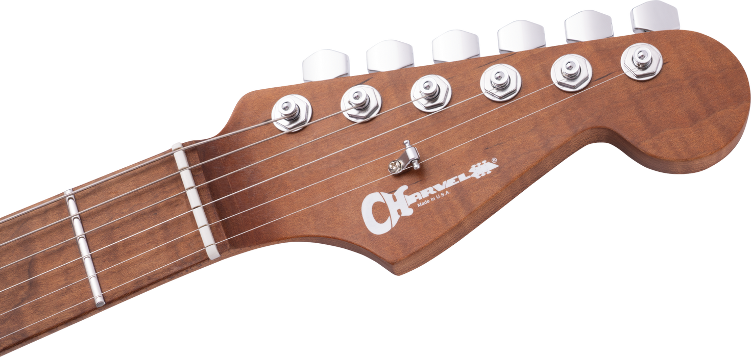 Charvel USA Select DK24 HSS 2PT CM QM, Caramelized Maple Fingerboard, Blue Burst