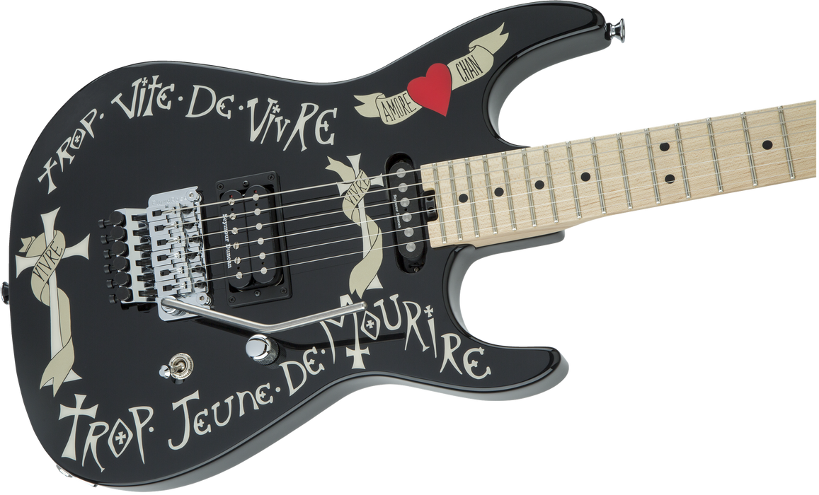 Charvel Warren DeMartini USA Signature Frenchie, Maple Fingerboard, Gloss Black w/ Frenchie Graphic