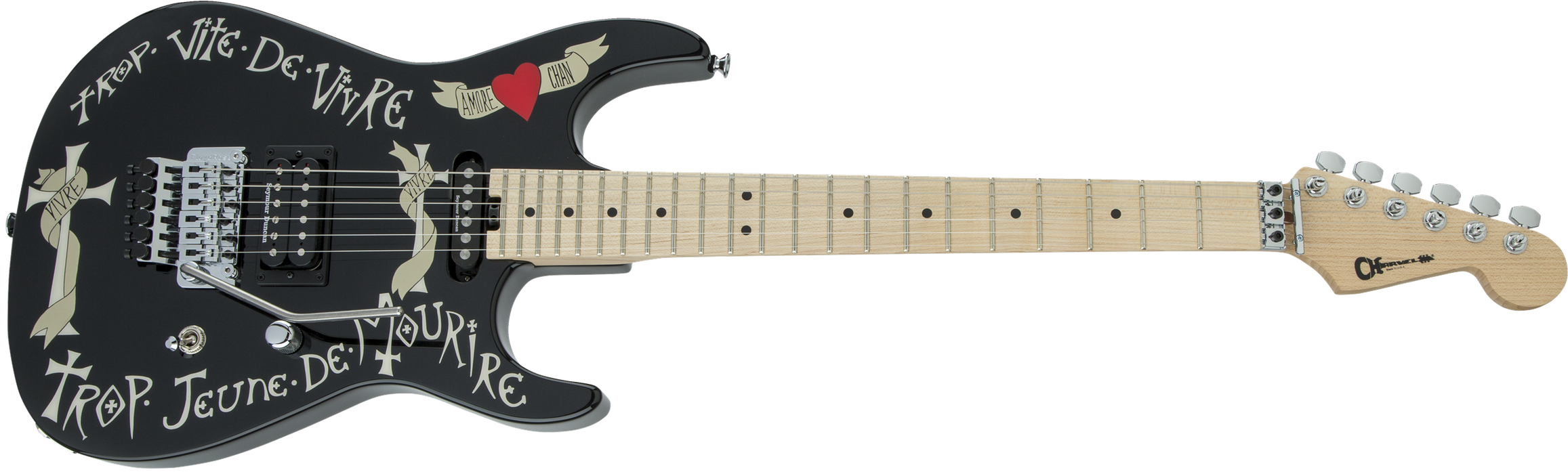 Charvel Warren DeMartini USA Signature Frenchie, Maple Fingerboard, Gloss Black w/ Frenchie Graphic