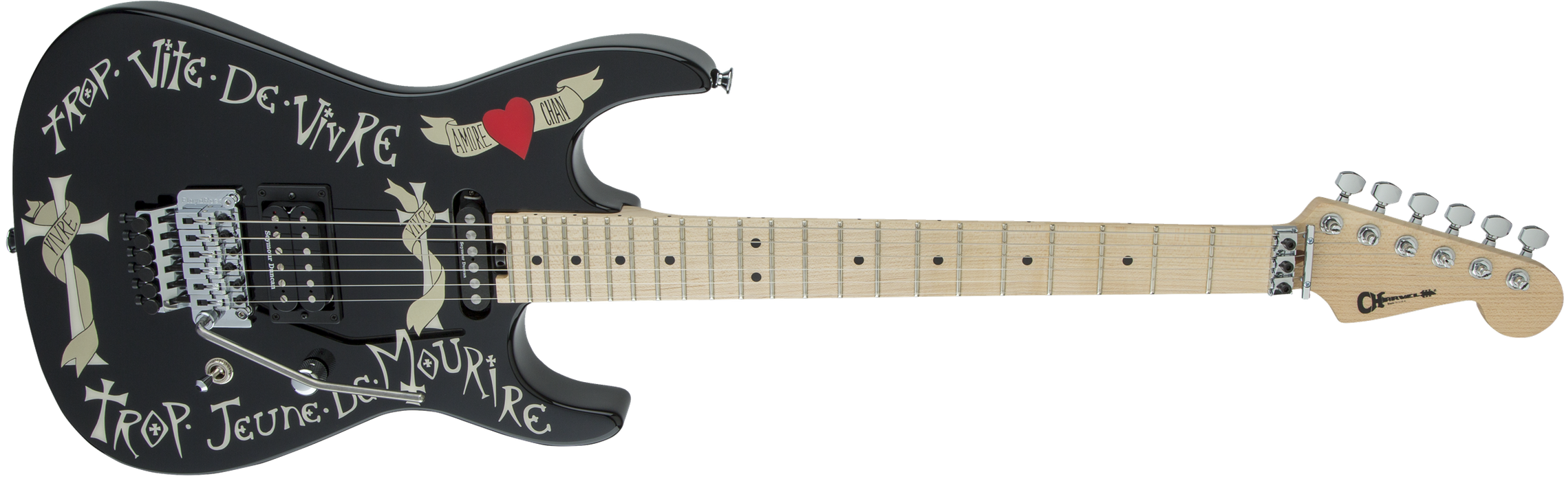 Charvel Warren DeMartini USA Signature Frenchie, Maple Fingerboard, Gloss Black w/ Frenchie Graphic