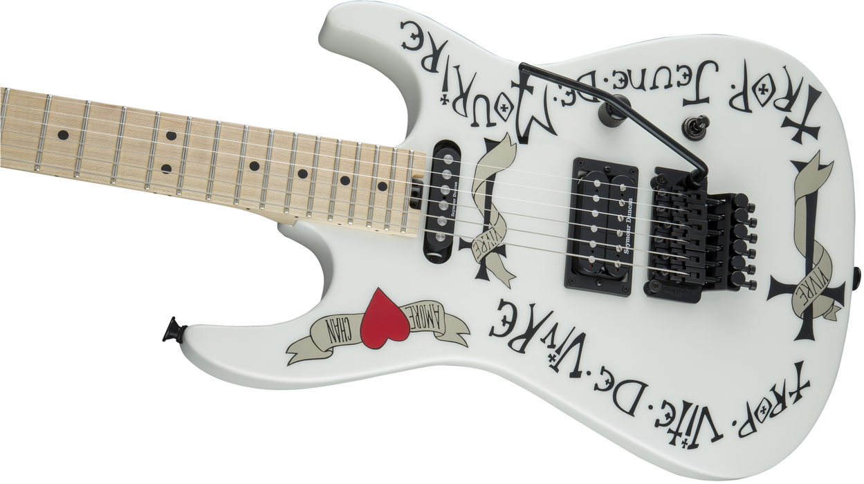 Charvel Warren DeMartini USA Signature Frenchie, Maple Fingerboard, Snow White w/ Frenchie Graphic