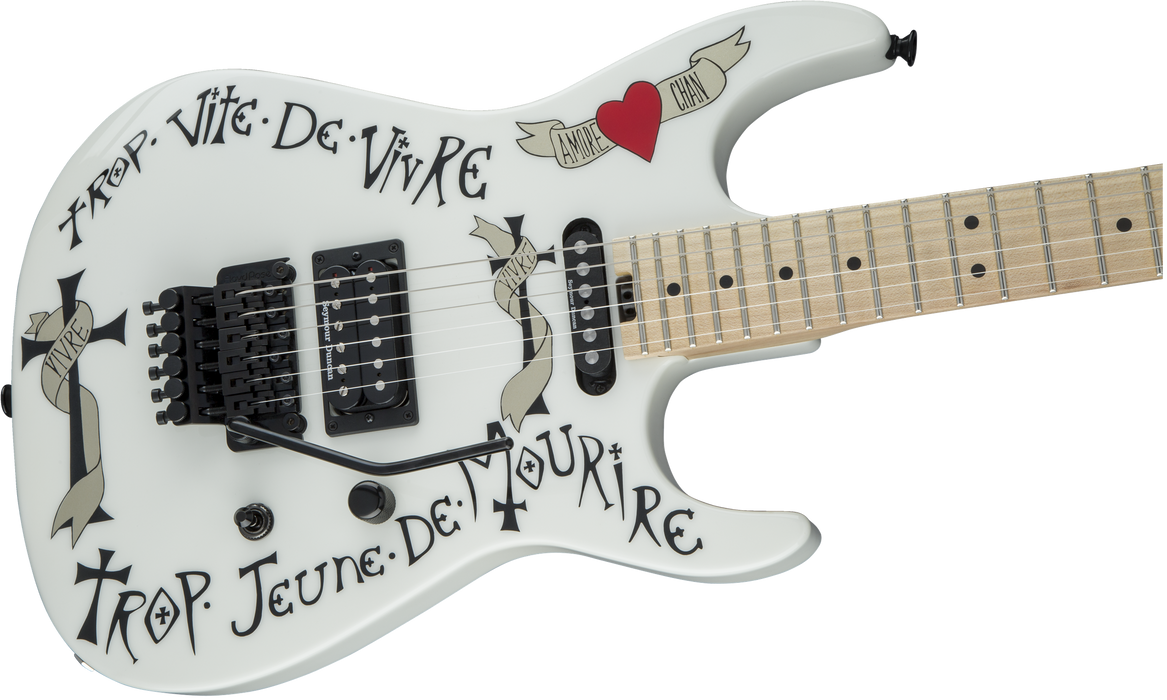 Charvel Warren DeMartini USA Signature Frenchie, Maple Fingerboard, Snow White w/ Frenchie Graphic
