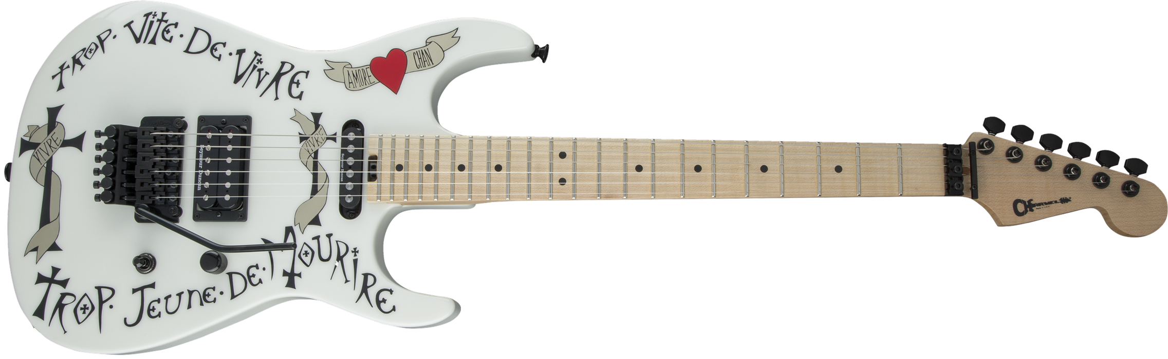 Charvel Warren DeMartini USA Signature Frenchie, Maple Fingerboard, Snow White w/ Frenchie Graphic