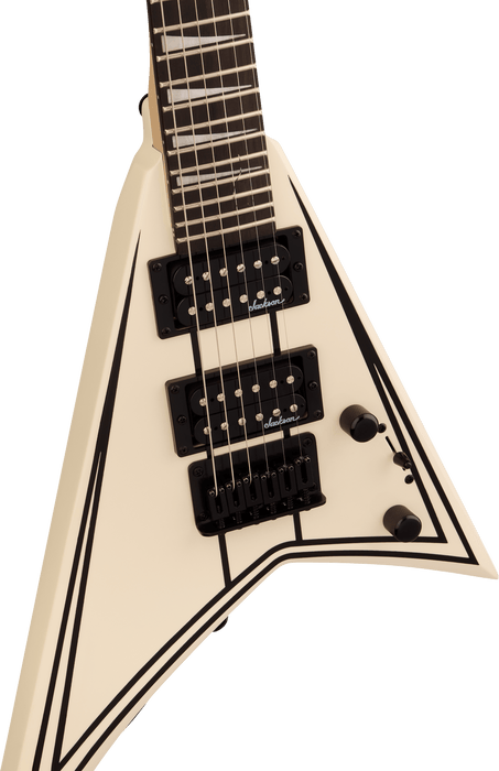 Jackson JS Series RR Minion JS1XM, Amaranth Fingerboard, Snow White with Black Pin Stripes
