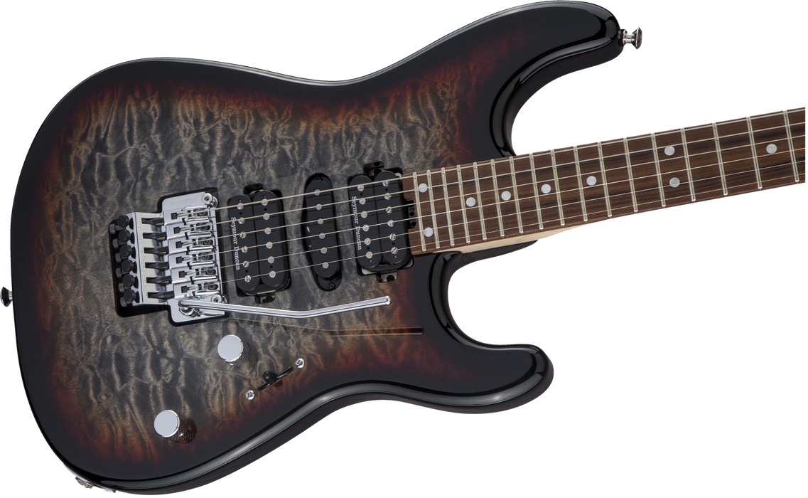 Charvel MJ San Dimas Style 1 HSH FR PF QM, Pau Ferro Fingerboard, Midnight Glow