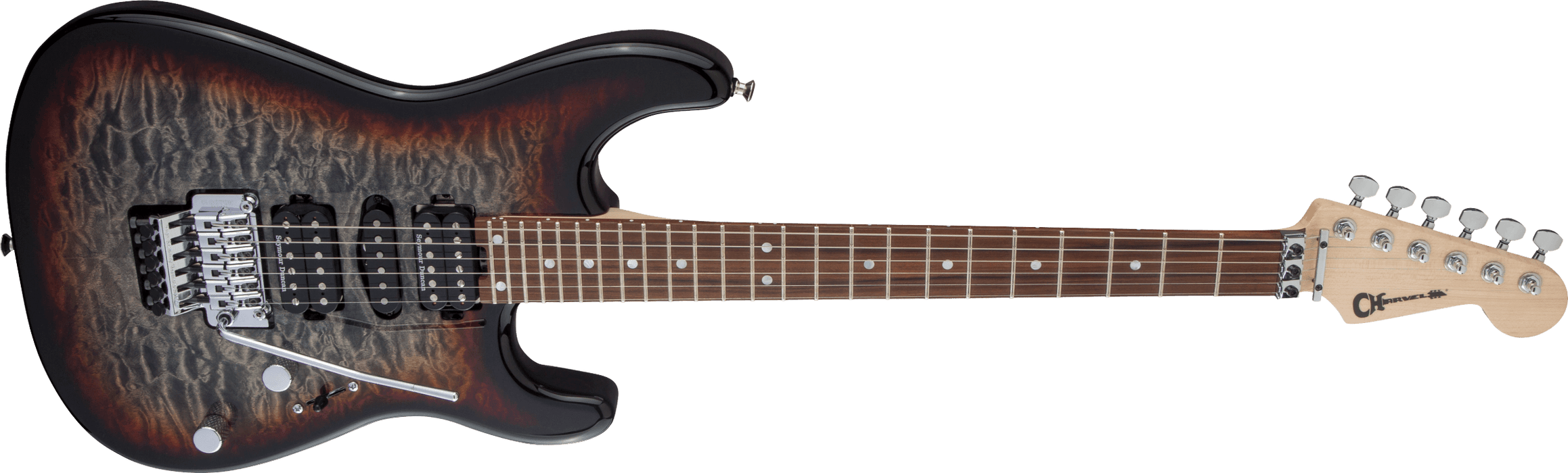 Charvel MJ San Dimas Style 1 HSH FR PF QM, Pau Ferro Fingerboard, Midnight Glow