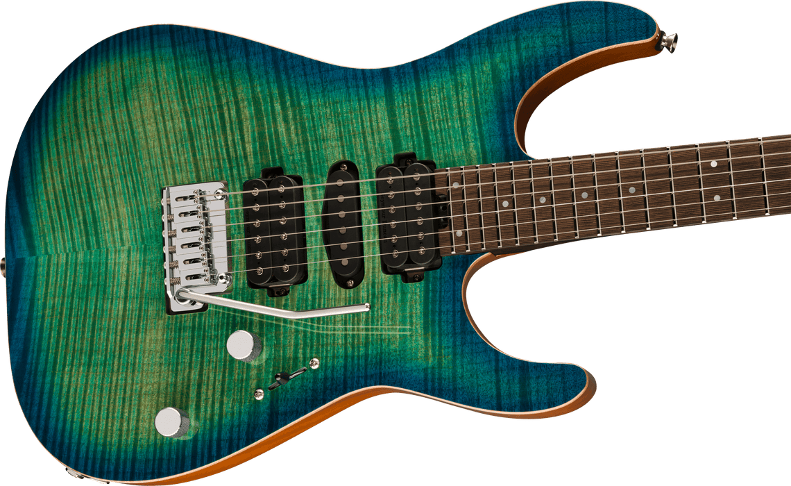 Charvel MJ DK24 HSH 2PT W Mahogany w/ Flame Maple, Wenge Fingerboard, Caribbean Burst