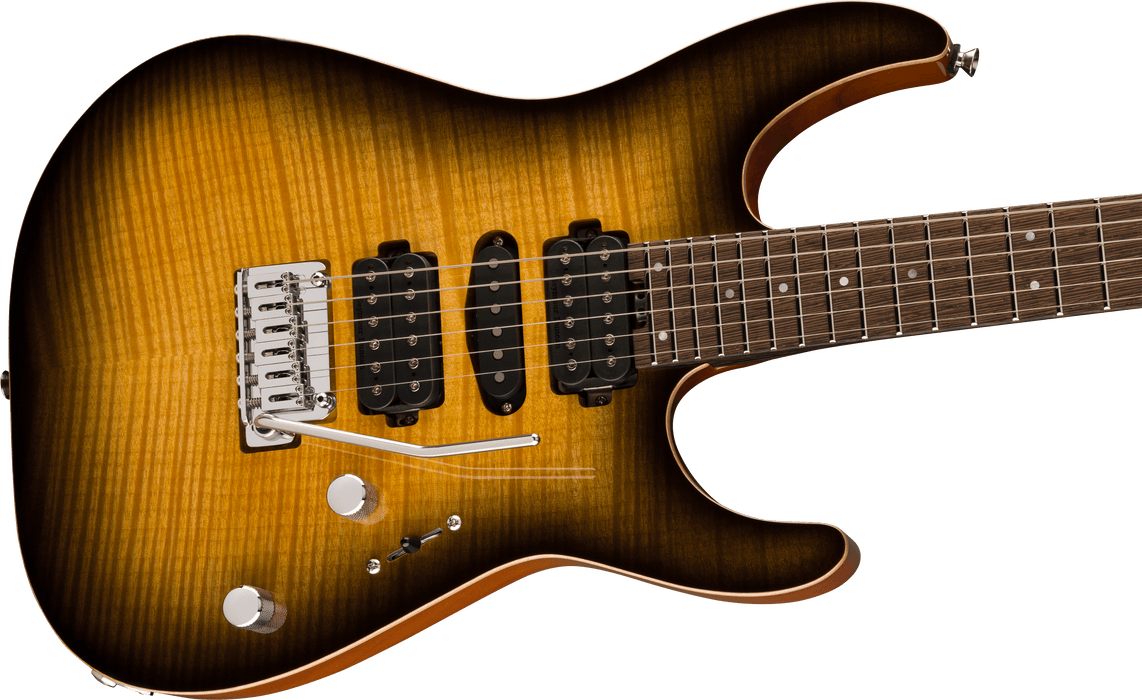 Charvel MJ DK24 HSH 2PT W Mahogany w/ Flame Maple, Wenge Fingerboard, Antique Burst