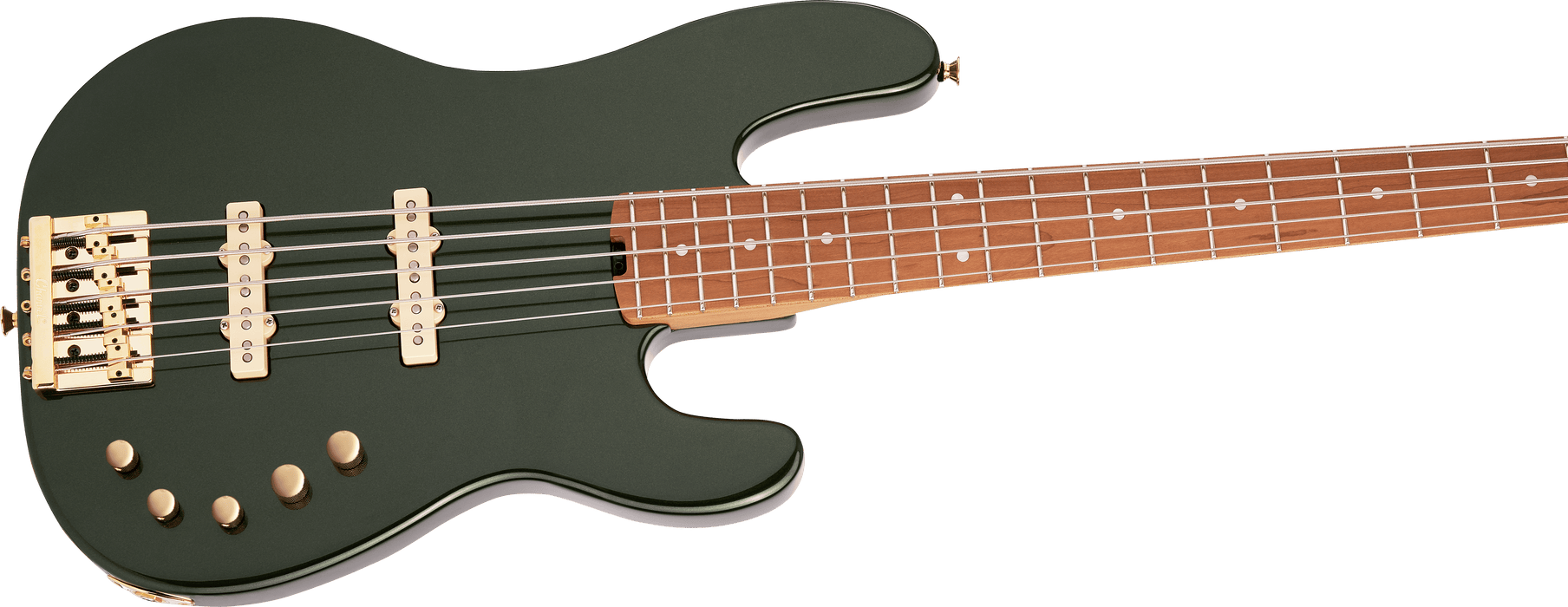 Charvel Pro-Mod San Dimas Bass JJ V, Caramelized Maple Fingerboard, Lambo Green Metallic