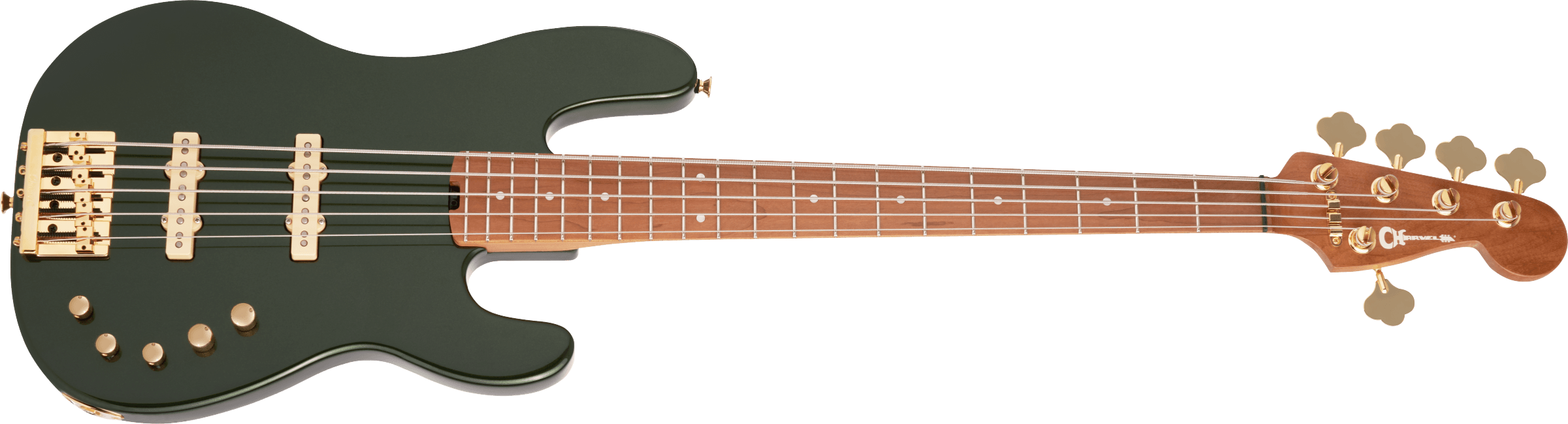 Charvel Pro-Mod San Dimas Bass JJ V, Caramelized Maple Fingerboard, Lambo Green Metallic