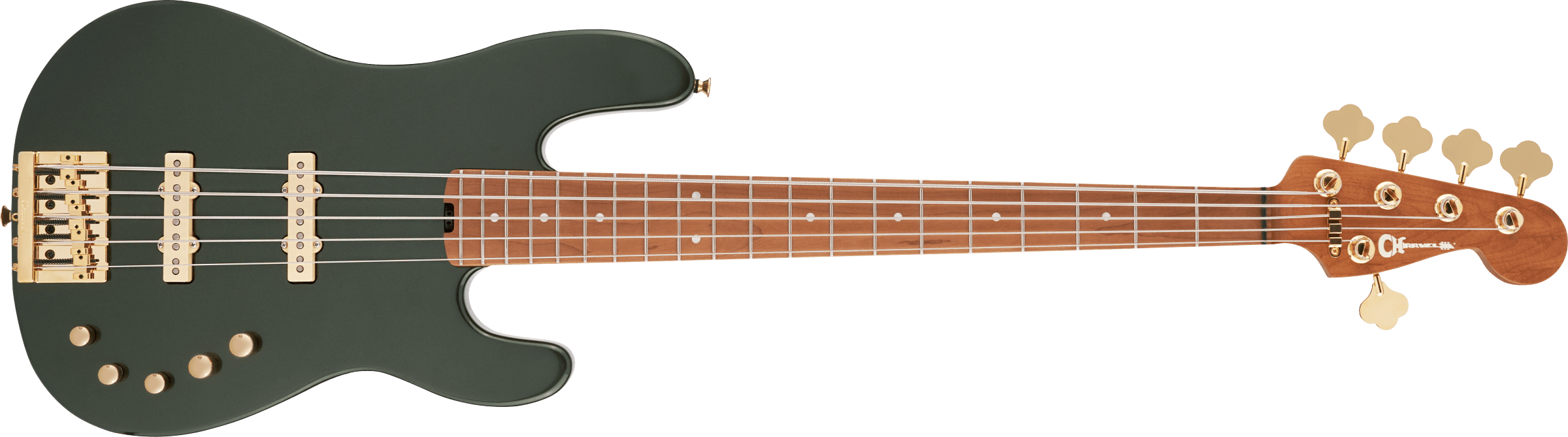 Charvel Pro-Mod San Dimas Bass JJ V, Caramelized Maple Fingerboard, Lambo Green Metallic