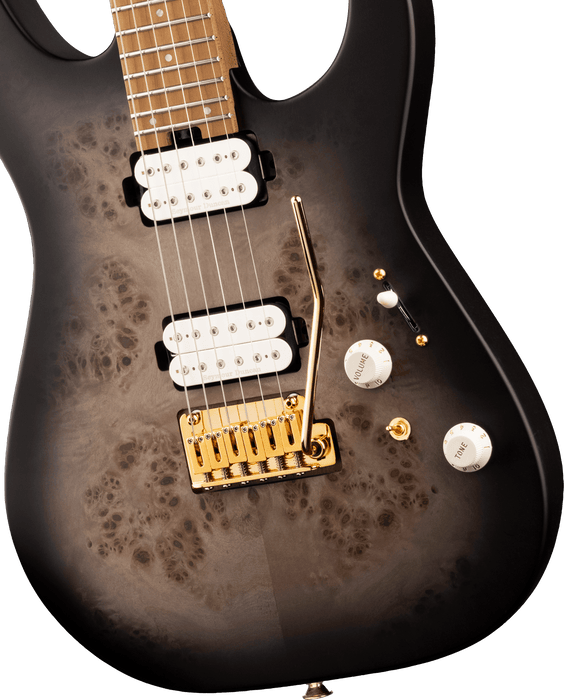 Charvel Pro-Mod DK24 HH 2PT CM Poplar Burl, Caramelized Maple Fingerboard, Transparent Black Burst