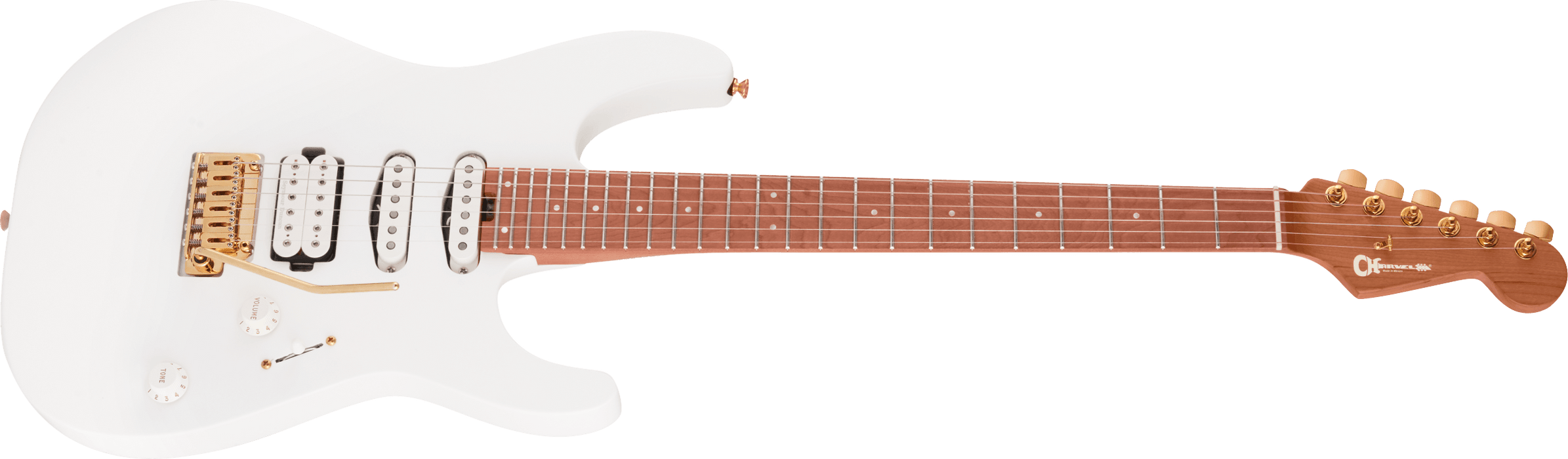 Charvel Pro-Mod DK24 HSS 2PT CM, Caramelized Maple Fingerboard, Snow White